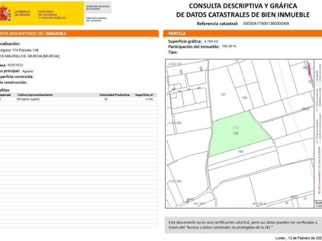 Parcela en venta en Murcia, El Palmar
