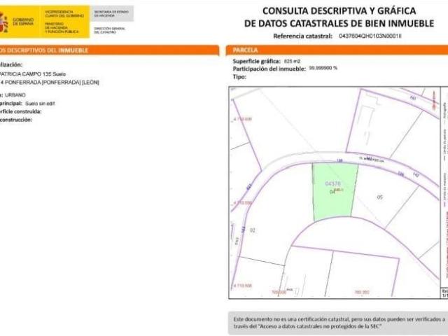 Parcela en venta en Ponferrada, Patricia