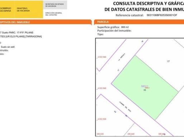 Parcela urbana de 888 m2 en la urbanización Els Pilans