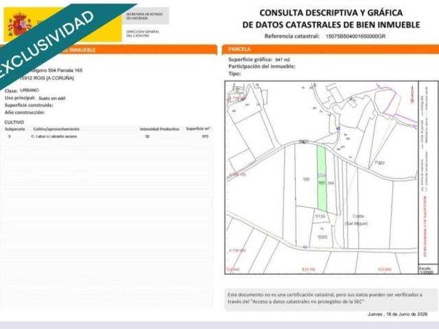 Parcelas urbanas en venta en Rois