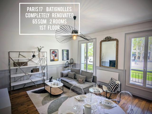 PARIS 17: 65m² Newly Renovated 2 Bedrooms