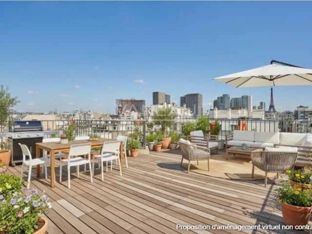 Paris XVeme – Bergers/ Saint Charles– Loft atypique avec toit terrasse. Vue à 360 degrés