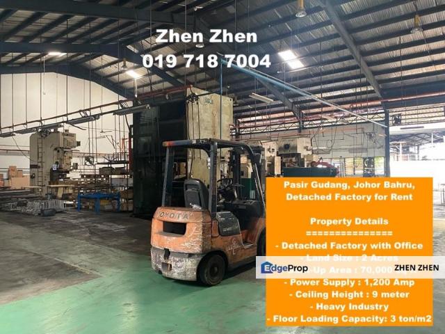 Pasir Gudang, Detached Factory for Rent, 1200 amps, 70,000 sq ft, Heavy Industry