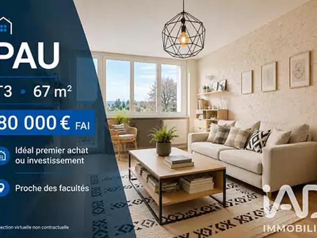 Pau 64000 Achat / Vente appartement 3 pièces t3 au dernier étage