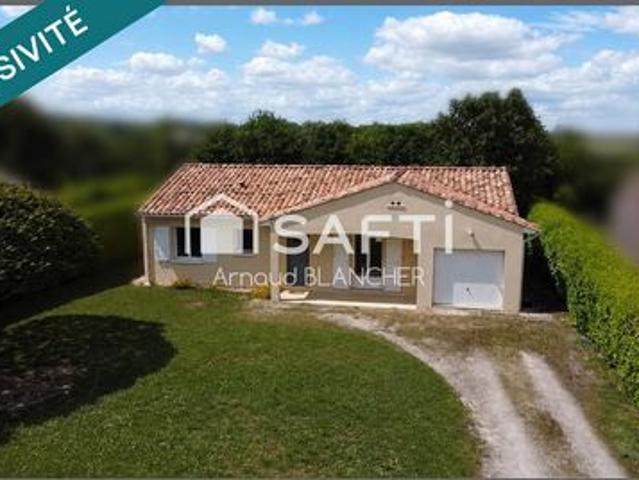 Pavillon plain pied, trois chambres, salle de bain, garage, jardin
