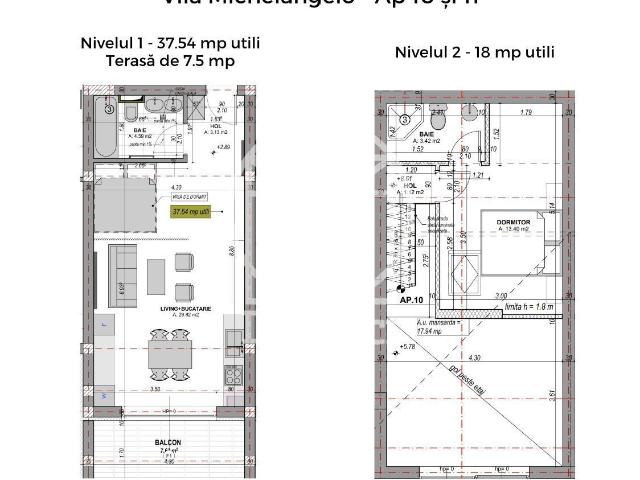 Penthouse 2 camere, 2 bai, mobilat, aer conditionat direct dezvoltator
