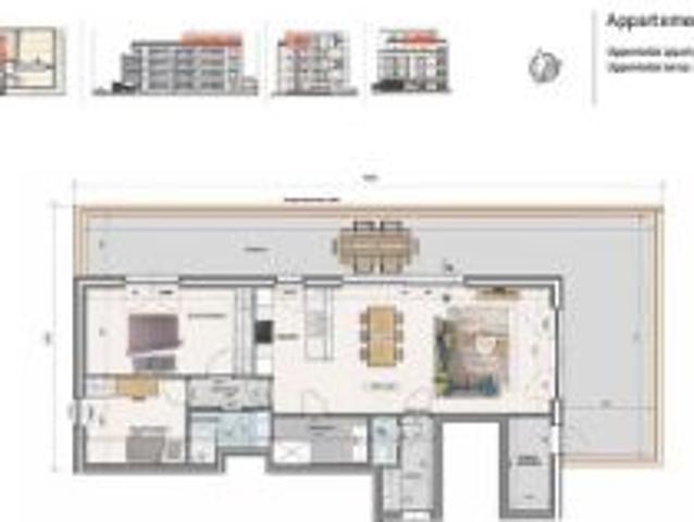 Penthouse met 2 slpks en riant zuidwest gericht terras