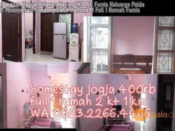 Penginapan Yogya Bulanan Harian 2KT AC Furnis Keluarga Polda DIY Minomartani Condong Catur Hartono M