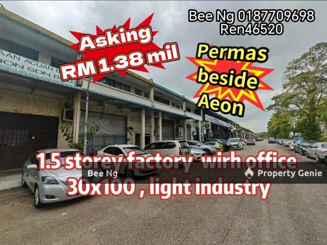 Permas Jaya / Beside Aeon / 1.5 Storey Factory / for sale