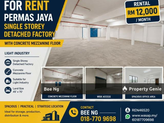Permas jaya / Single Storey Detached Factory / Light Industry