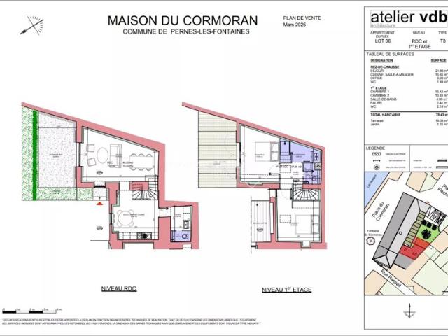 PERNES LES FONTAINES LOT 6 APPARTEMENT EN DUPLEX T3 DE 78.43 M² AVEC JARDIN ET TERRASSE