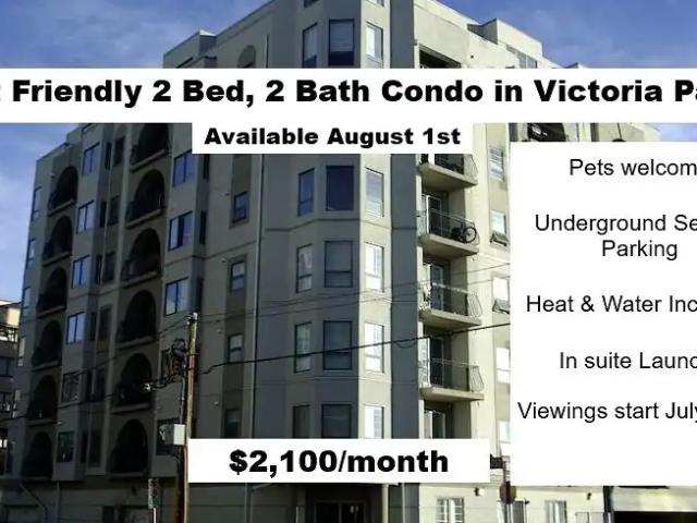 Pet Friendly 2 Bed, 2 Bath Condo in Victoria Park