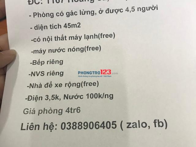 Phòng trọ cho thuê ở 4 5 người