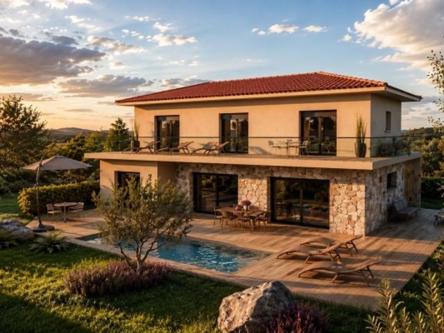 Pianottoli Caldarello Terrain à bâtir avec projet de villa 5 pièces de 145 m² et piscine