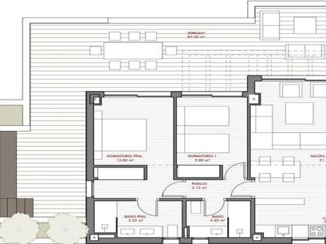 Piso de 2 dormitorios con piscina privada, gran terraza, garaje y trastero