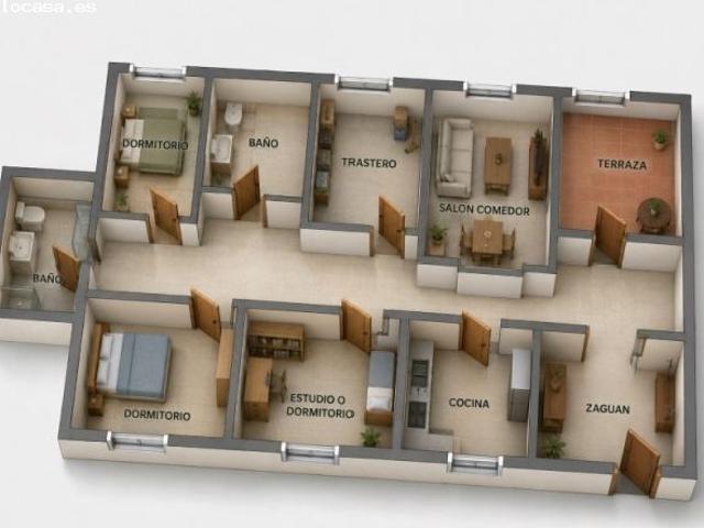 PISO de 3 habitaciones, 2 baños completos, terraza, cocina y salón independiente