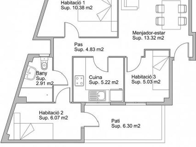Piso en venta en avenida Meridiana, Barcelona, de 58 m² 3 habitaciones por 300.000