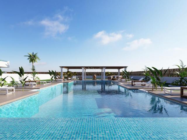 Piso en venta en Alcázares Los, Las Lomas de Rame Bahía Bella. Impresionante apartamento de estilo ibicenco con vistas al mar y al golf en San Javier. Pisos Alcázares.