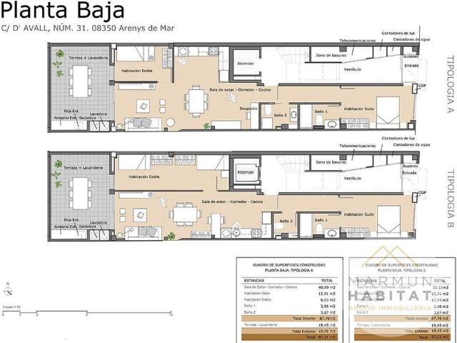 Piso en venta en Arenys de Mar, de 68 m² 2 habitaciones por 298.000