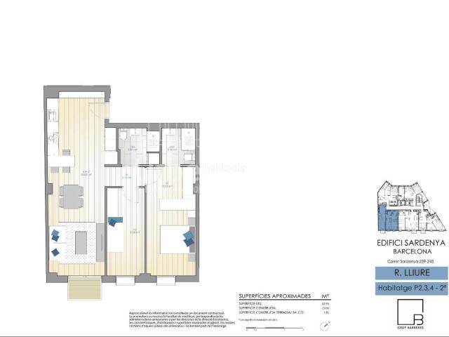 Piso en venta en Barcelona, Fort Pienc. Obra nueva junto a la Sagrada Família viviendas de 2 y 3 habitaciones con terraza, balcón y parking opcional. Pisos.