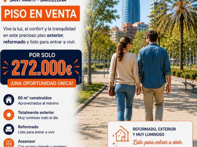 Piso en venta en Barcelona, La Verneda La Pau. PISAZO EN GRAN VÍA ZONA BUENA DE SAN MARTÍN. Pisos.