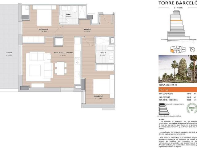 Piso en venta en calle Barcelo, Mataró, de 95 m² 2 habitaciones por 419.000