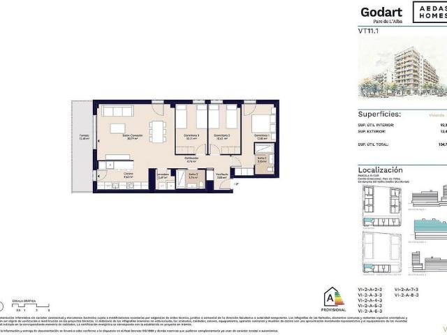 Piso en venta en calle Còrdova, Cerdanyola del Vallès, de 92 m² 3 habitaciones por 522.000