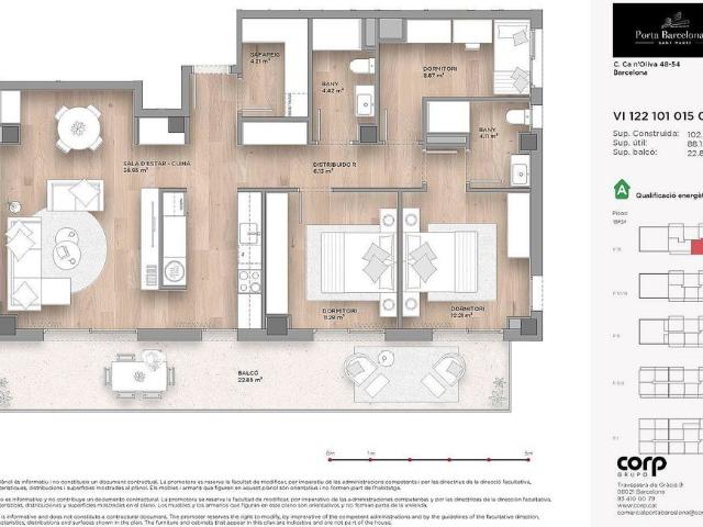 Piso en venta en calle De Ca Noliva, Barcelona, de 88 m² 3 habitaciones por 731.000