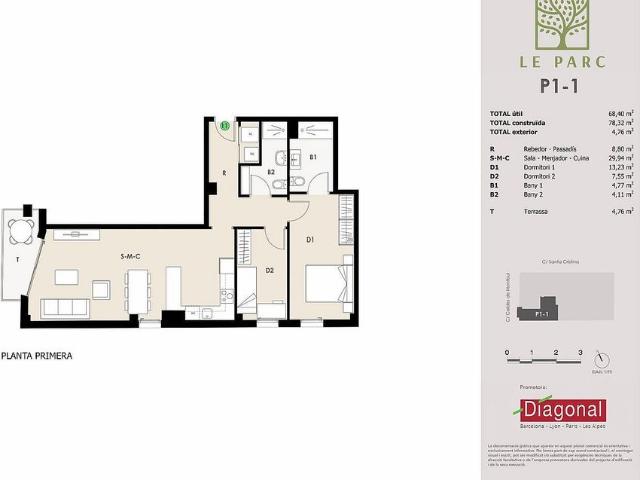 Piso en venta en calle De Caldes de Montbui, Mollet del Vallès, de 68 m² 2 habitaciones por 245.000