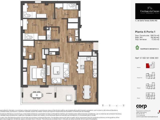 Piso en venta en calle De Catalunya, Cerdanyola del Vallès, de 110 m² 4 habitaciones por 690.000