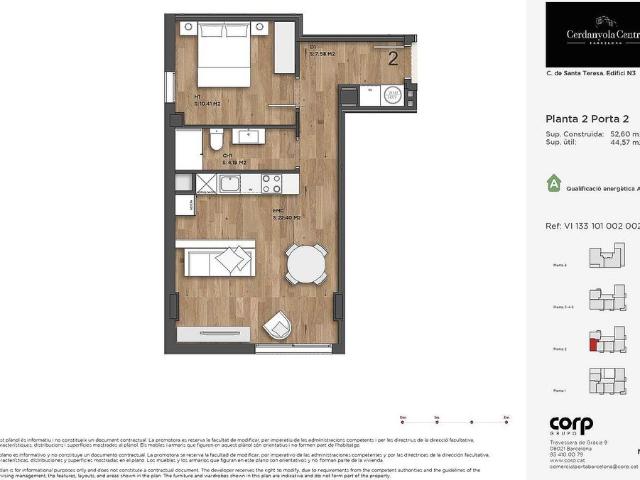 Piso en venta en calle De Catalunya, Cerdanyola del Vallès, de 44 m² 1 habitación por 244.000