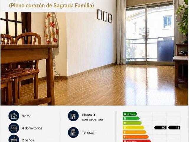 Piso en venta en calle De Còrsega, Barcelona, de 85 m² 4 habitaciones por 455.000