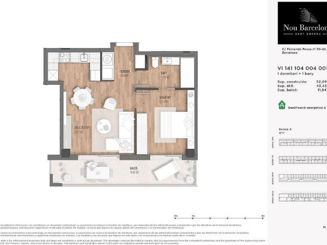 Piso en venta en calle De Fernando Pessoa, Barcelona, de 74 m² 1 habitación por 364.000