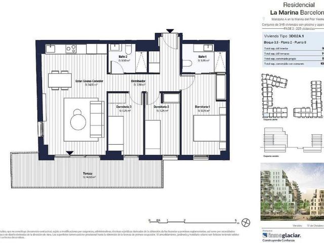 Piso en venta en calle De la Metal·Lúrgia, Barcelona, de 81 m² 3 habitaciones por 432.000