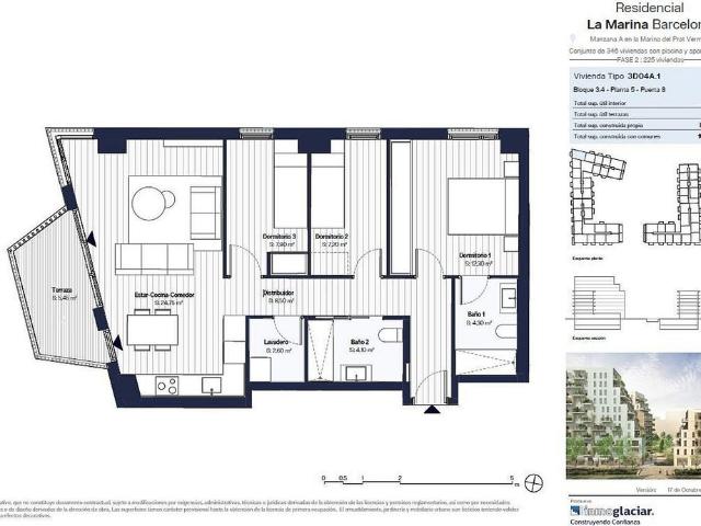 Piso en venta en calle De la Metal·Lúrgia, Barcelona, de 86 m² 3 habitaciones por 445.000
