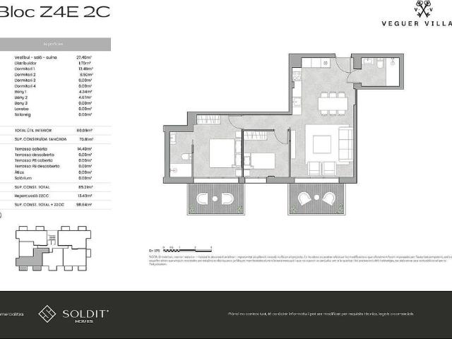 Piso en venta en calle De la Plana, Andorra la Vella, de 98 m² 2 habitaciones por 523.000