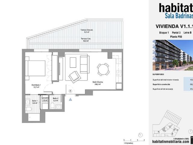 Piso en venta en calle De Rubí, Terrassa, de 53 m² 1 habitación por 194.000