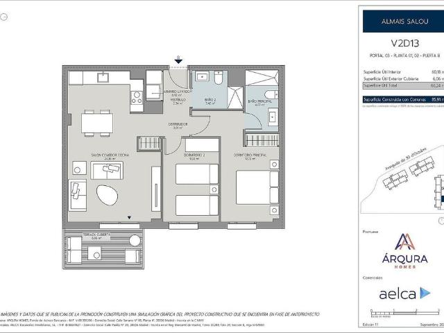 Piso en venta en calle De Salvador Vilaseca, Salou, de 66 m² 2 habitaciones por 220.500