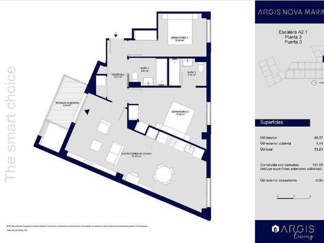 Piso en venta en calle Del Foc, Barcelona, de 104 m² 2 habitaciones por 403.000