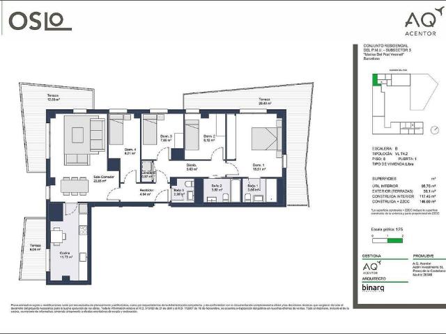 Piso en venta en calle Del Foc, Barcelona, de 95 m² 4 habitaciones por 625.500