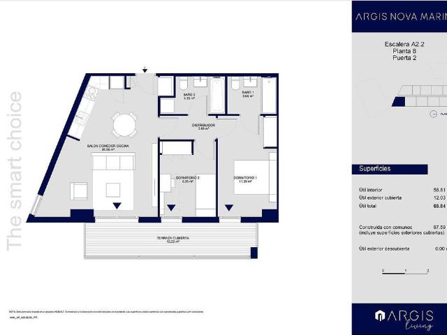 Piso en venta en calle Del Foc, Barcelona, de 97 m² 2 habitaciones por 440.000