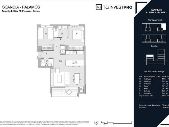 Piso en venta en calle Del Mar, Palamós, de 66 m² 2 habitaciones por 375.000