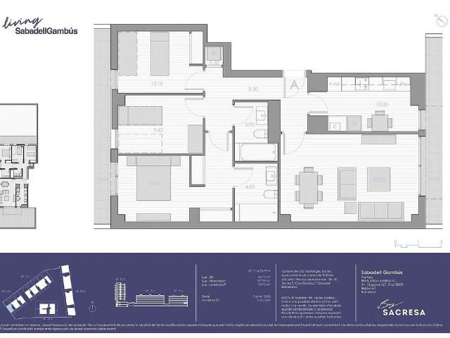 Piso en venta en calle Jean Monet, Sabadell, de 117 m² 3 habitaciones por 438.500