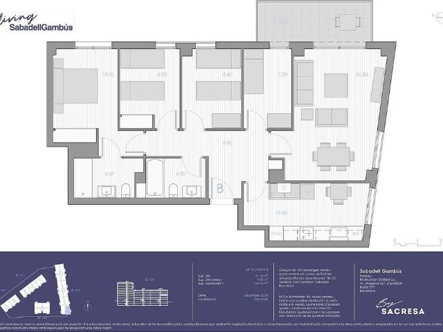 Piso en venta en calle Jean Monet, Sabadell, de 91 m² 4 habitaciones por 376.200