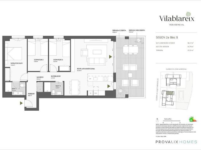 Piso en venta en calle Josep Tarradellas, Vilablareix, de 83 m² 3 habitaciones por 367.000