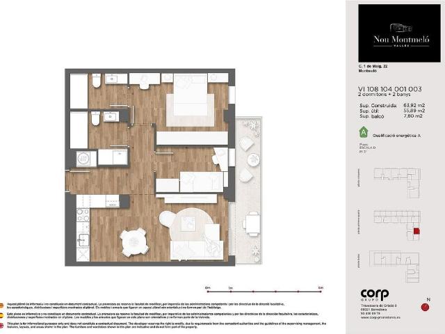 Piso en venta en calle Primer de Maig, Montmeló, de 55 m² 2 habitaciones por 249.000