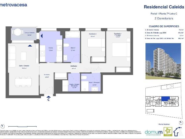 Piso en venta en Coruña A, Riazor Visma. Residencial Caleida. Pisos Coruña.