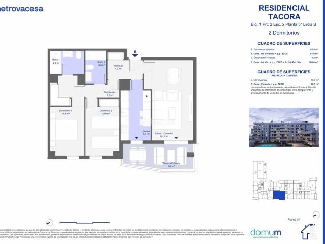 Piso en venta en Sevilla, Palmas Altas. Residencial Tacora. Pisos.