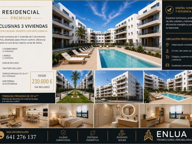 Piso en venta en Xàtiva. Venta de pisos en Urbanizacion con piscina. Pisos.
