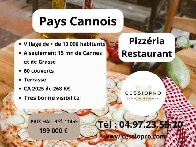 PIZZERIA RESTAURANT AVEC TERRASSE PRIVATIVE DE 24 PLACES VILLAGE DE PLUS DE 10 000 HABITANTS PAYS CANNOIS